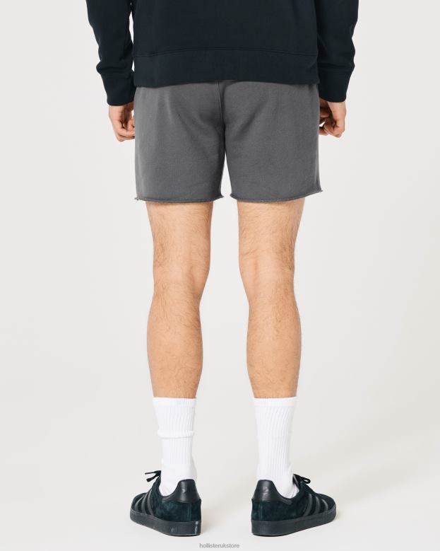 Bottoms Hollister Men Terry Fleece Logo Shorts 5\\ 488201250 Dark Grey